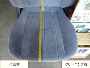 自動車内の布製シートのクリーニング
