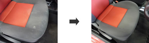 自動車内の布製シートのクリーニング