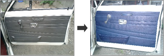 自動車ドアの革施工